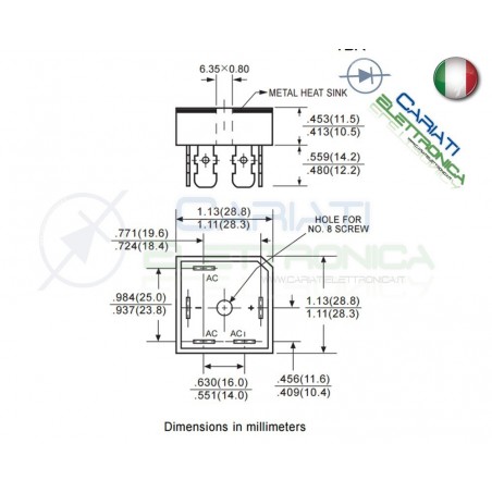 Ponte raddrizzatore trifase TBR3510 1000V 35A 400A TBR DC COMPONENTS