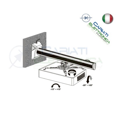 SUPPORTO STAFFA BRACCIO MURO PARETE PROIETTORE VIDEOPROIETTORE NERA