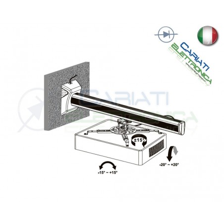 SUPPORTO STAFFA BRACCIO MURO PARETE PROIETTORE VIDEOPROIETTORE NERA