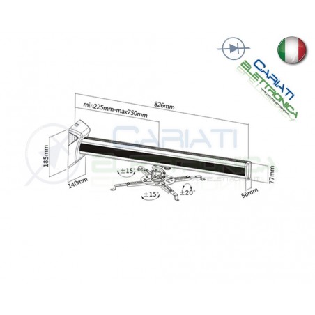SUPPORTO STAFFA BRACCIO MURO PARETE PROIETTORE VIDEOPROIETTORE NERA