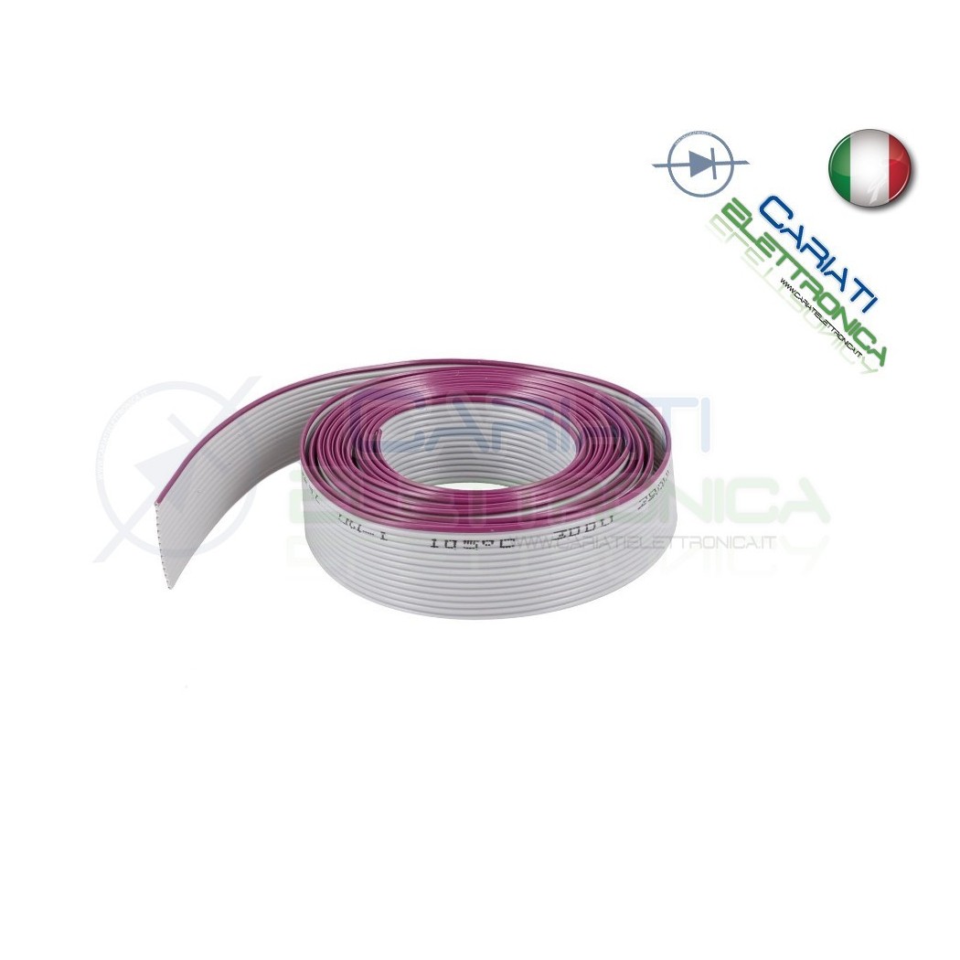 CAVO PIATTO FLAT MULTIPOLARE 16 POLI PASSO 2,54 GRIGIO