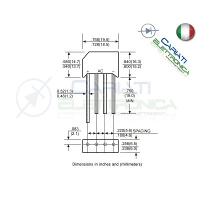 Ponte di diodi diodo raddrizzatore KBL10 4A 1000V DC COMPONENTS