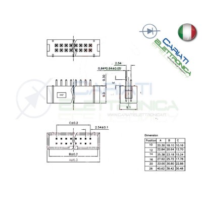 2 PEZZI CONNETTORE IDC MASCHIO 14 POLI PER CAVO PIATTO FLAT CABLE
