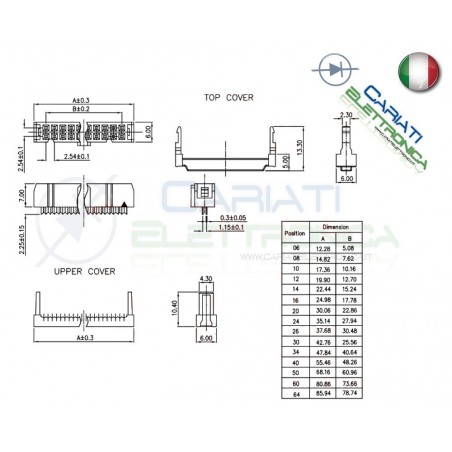 2 PEZZI CONNETTORE IDC FEMMINA 26 POLI PER CAVO PIATTO FLAT CABLE CON FERMACAVO