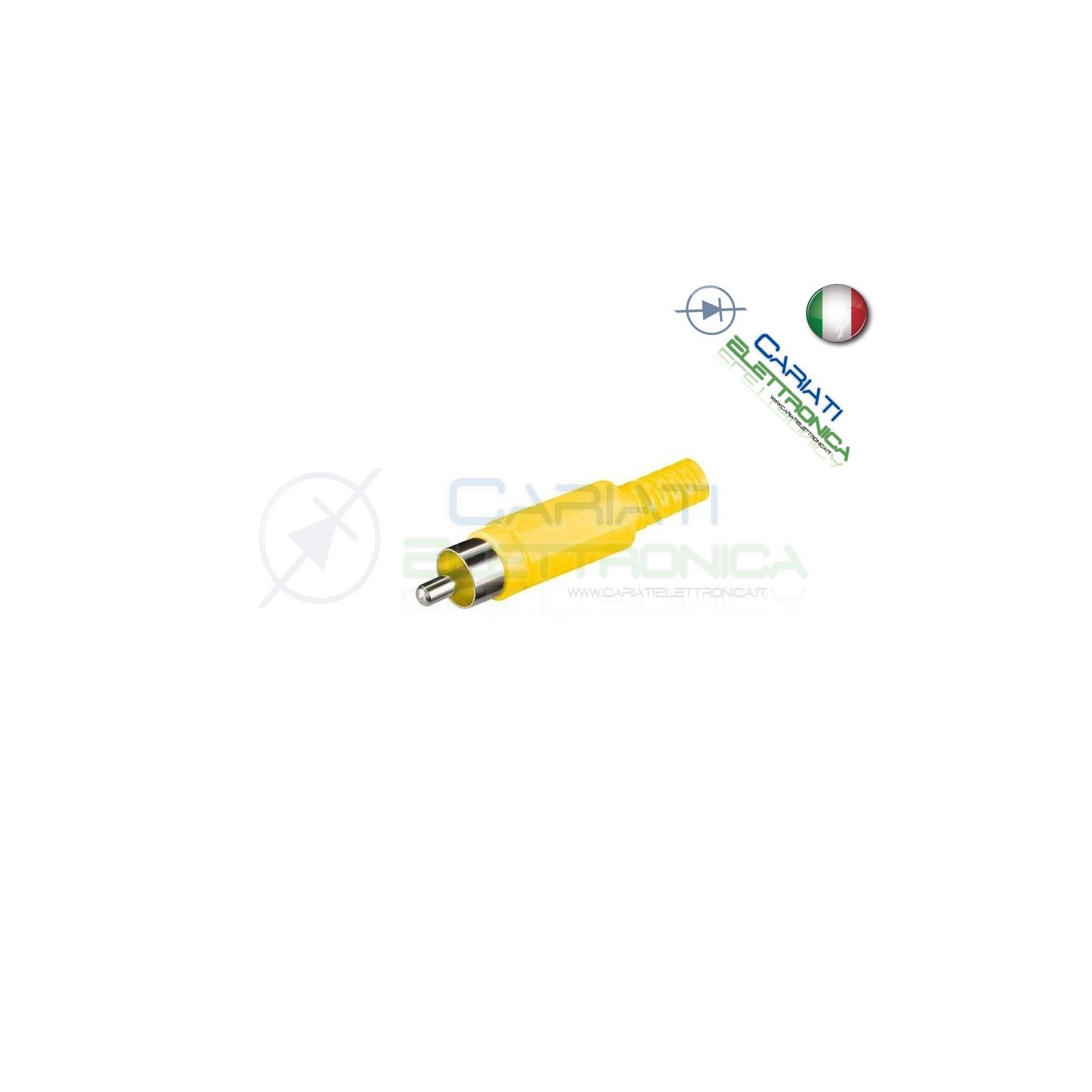 2 PEZZI Connettore Spina RCA volante maschio con guidacavo GIALLO