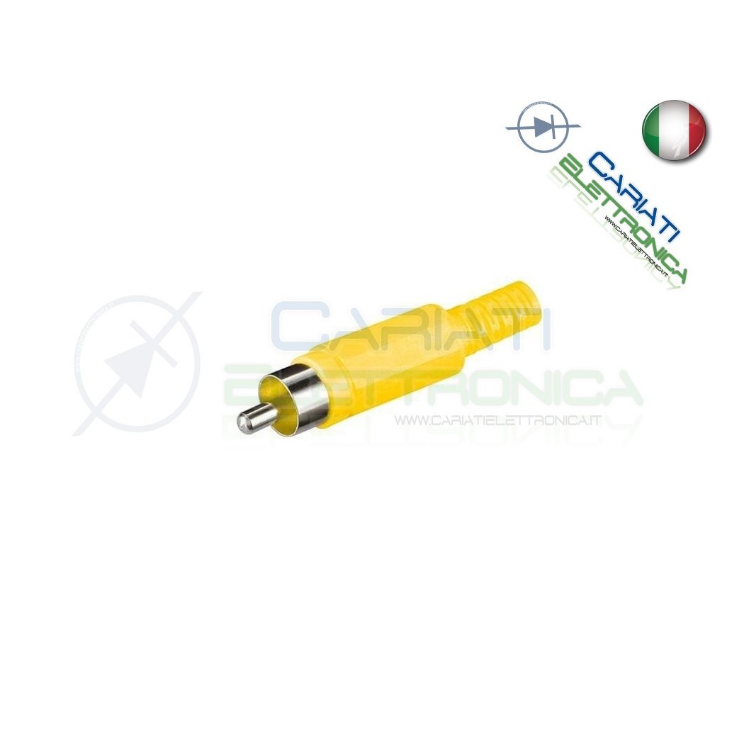 2 PEZZI Connettore Spina RCA volante maschio con guidacavo GIALLO