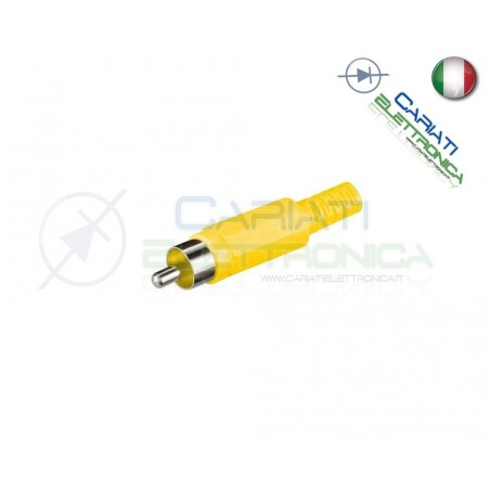 2 PEZZI Connettore Spina RCA volante maschio con guidacavo GIALLO