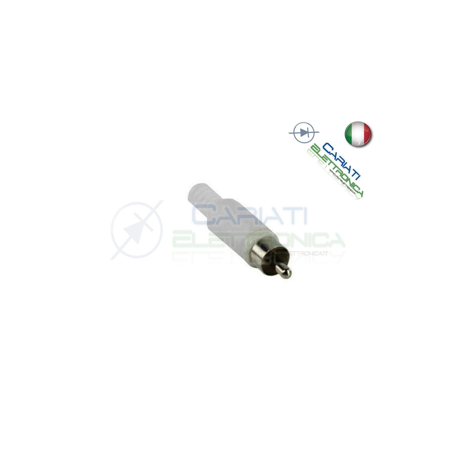2 PEZZI Connettore Spina RCA volante maschio con guidacavo BIANCO
