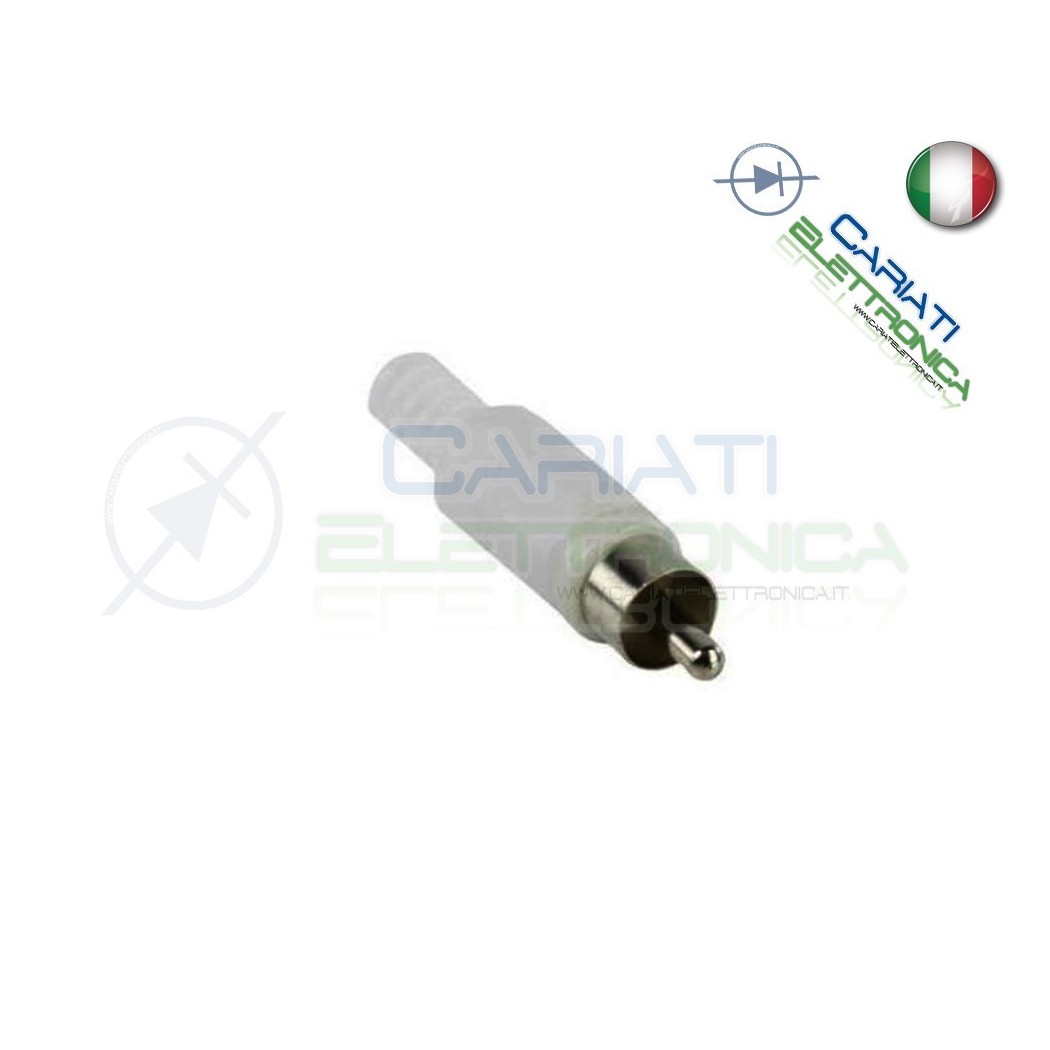 2 PEZZI Connettore Spina RCA volante maschio con guidacavo BIANCO