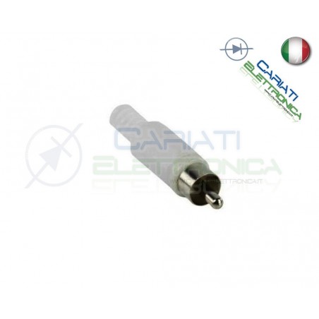 2 PEZZI Connettore Spina RCA volante maschio con guidacavo BIANCO