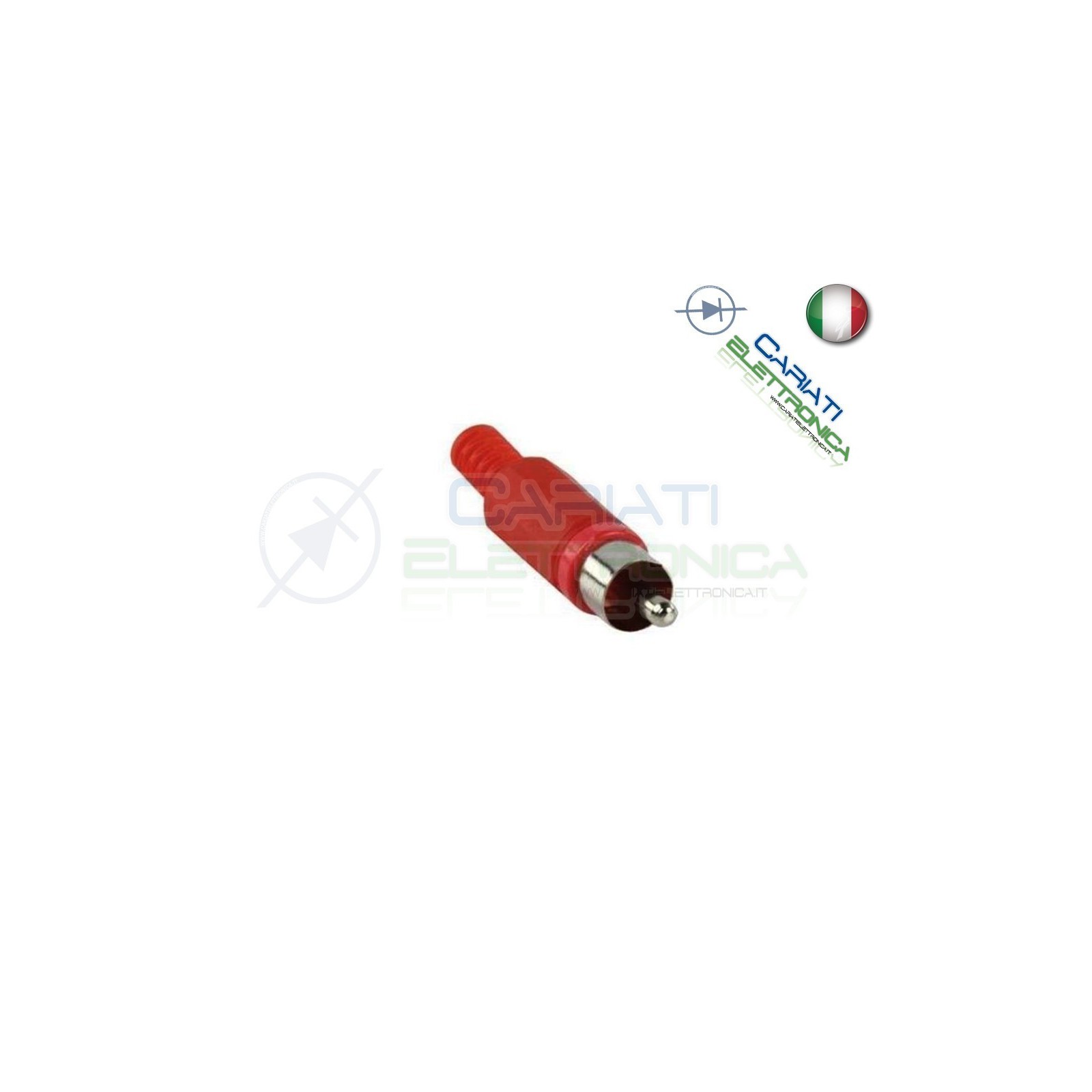 2 PEZZI Connettore Spina RCA volante maschio con guidacavo Rossa