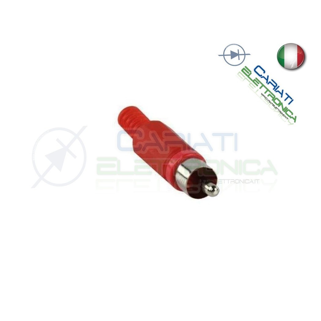 2 PEZZI Connettore Spina RCA volante maschio con guidacavo Rossa