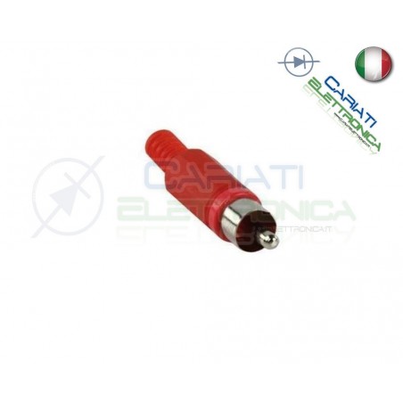 2 PEZZI Connettore Spina RCA volante maschio con guidacavo Rossa