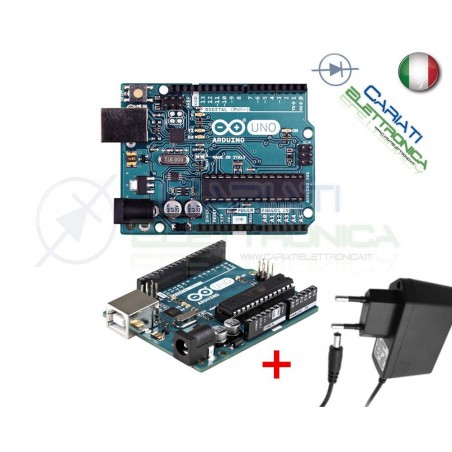 ARDUINO UNO Rev3 ORIGINALE con Alimentatore Arduino