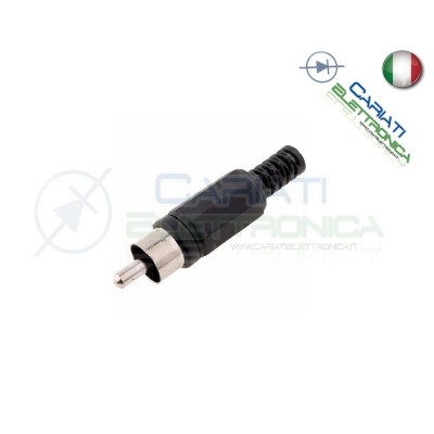 Connettore Spina RCA volante maschio con guidacavo Nera