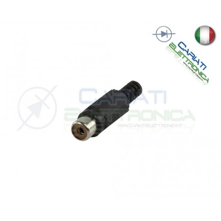 2 PEZZI Connettore Spina RCA volante femmina con guidacavo Nero