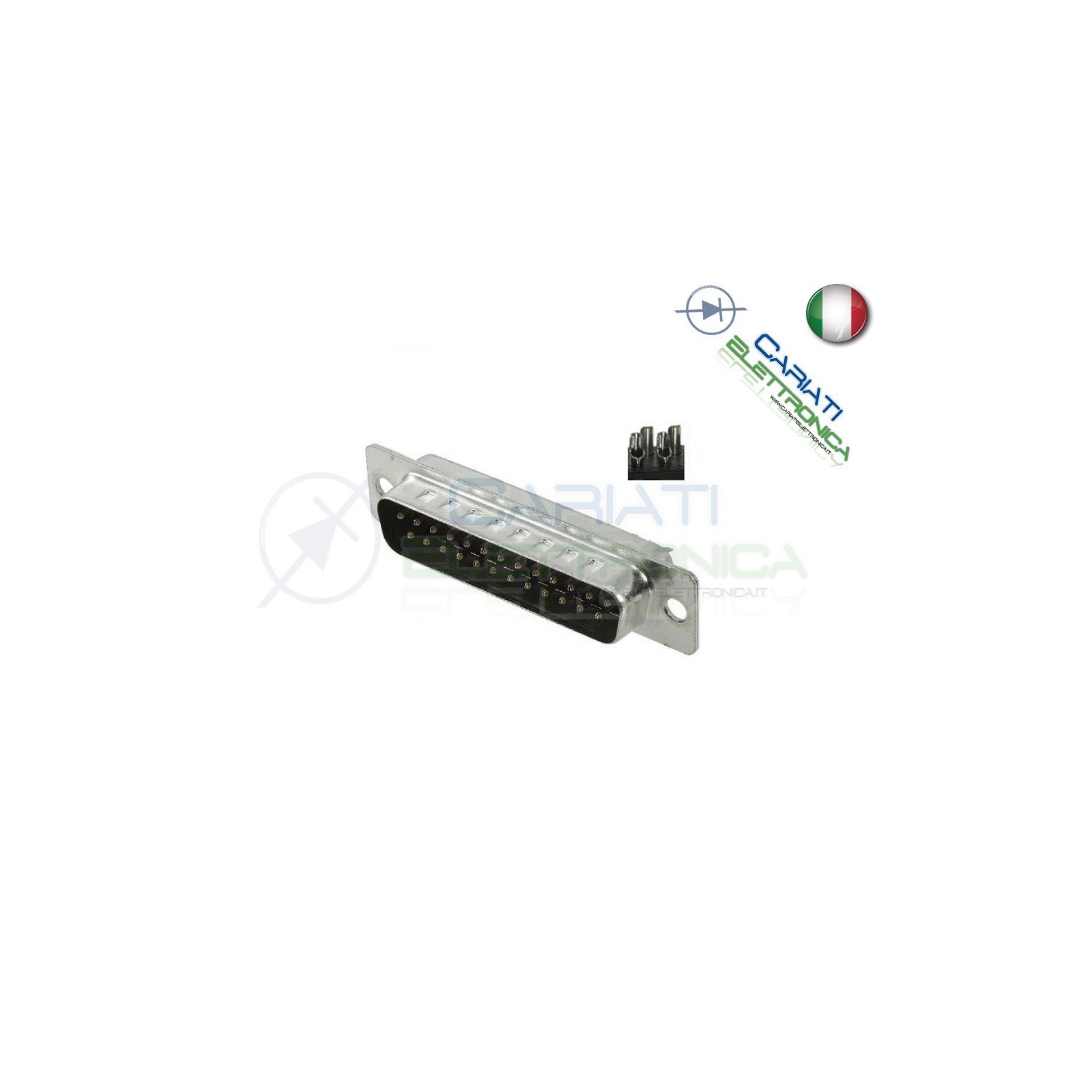 2 PEZZI Connettore SUB-D 25 poli MASCHIO a saldare porta parallela