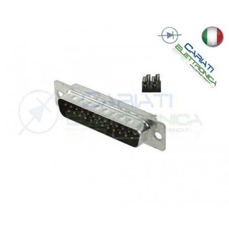2 PEZZI Connettore SUB-D 25 poli MASCHIO a saldare porta parallela