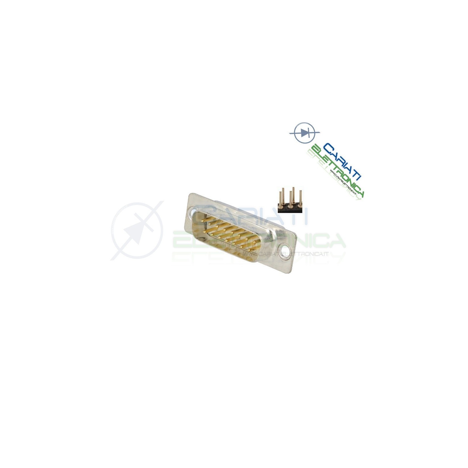 2 PEZZI Connettore SUB-D 15 poli MASCHIO con pin circuito stampato