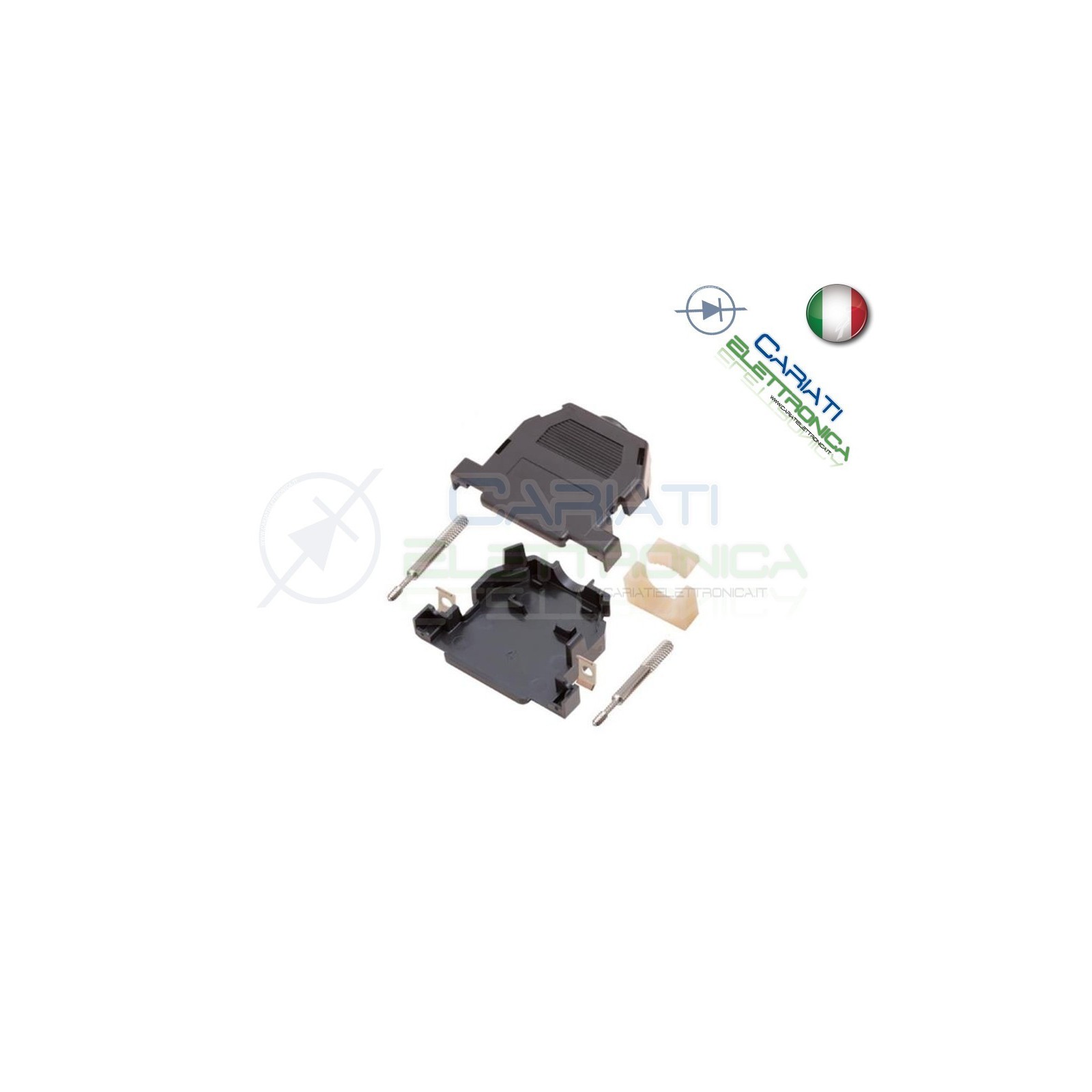 Cover per connettore SUB-D 25 poli in plastica con vite lunga Nera