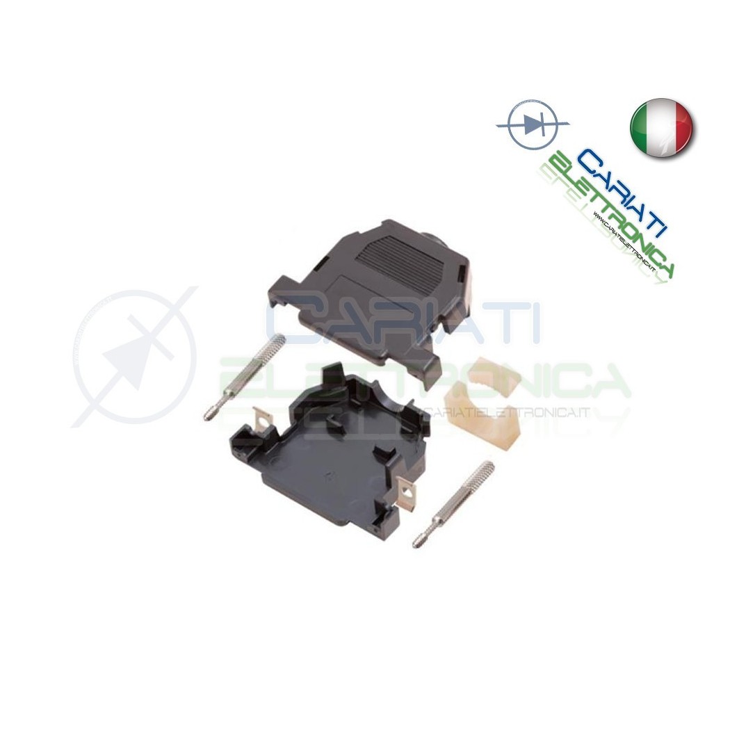 Cover per connettore SUB-D 25 poli in plastica con vite lunga Nera
