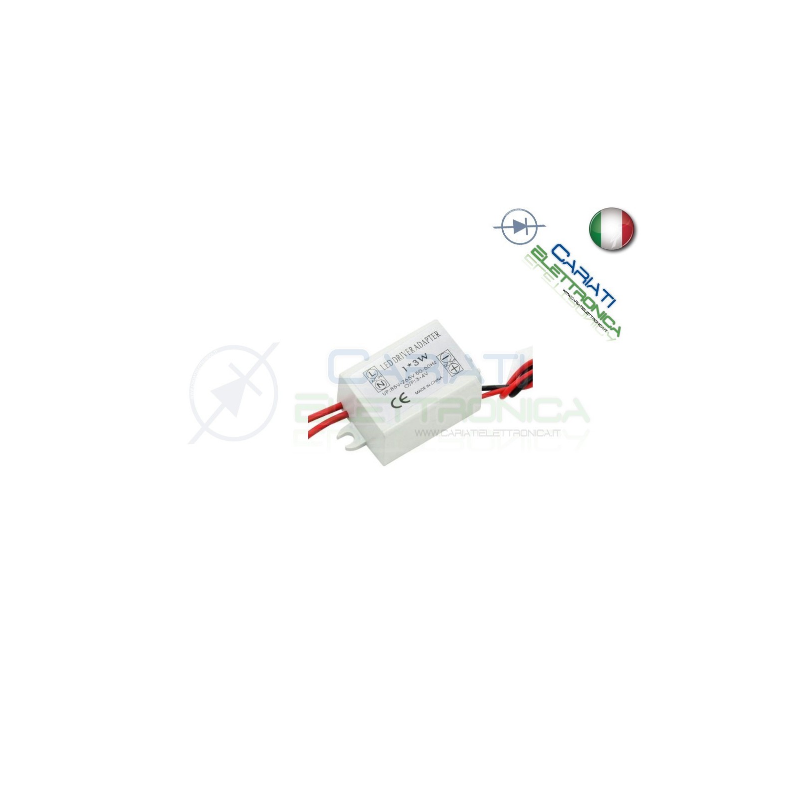 Driver Alimentatore per Alimentare 3 Led Power da 1Watt 1W AC DC 300mA