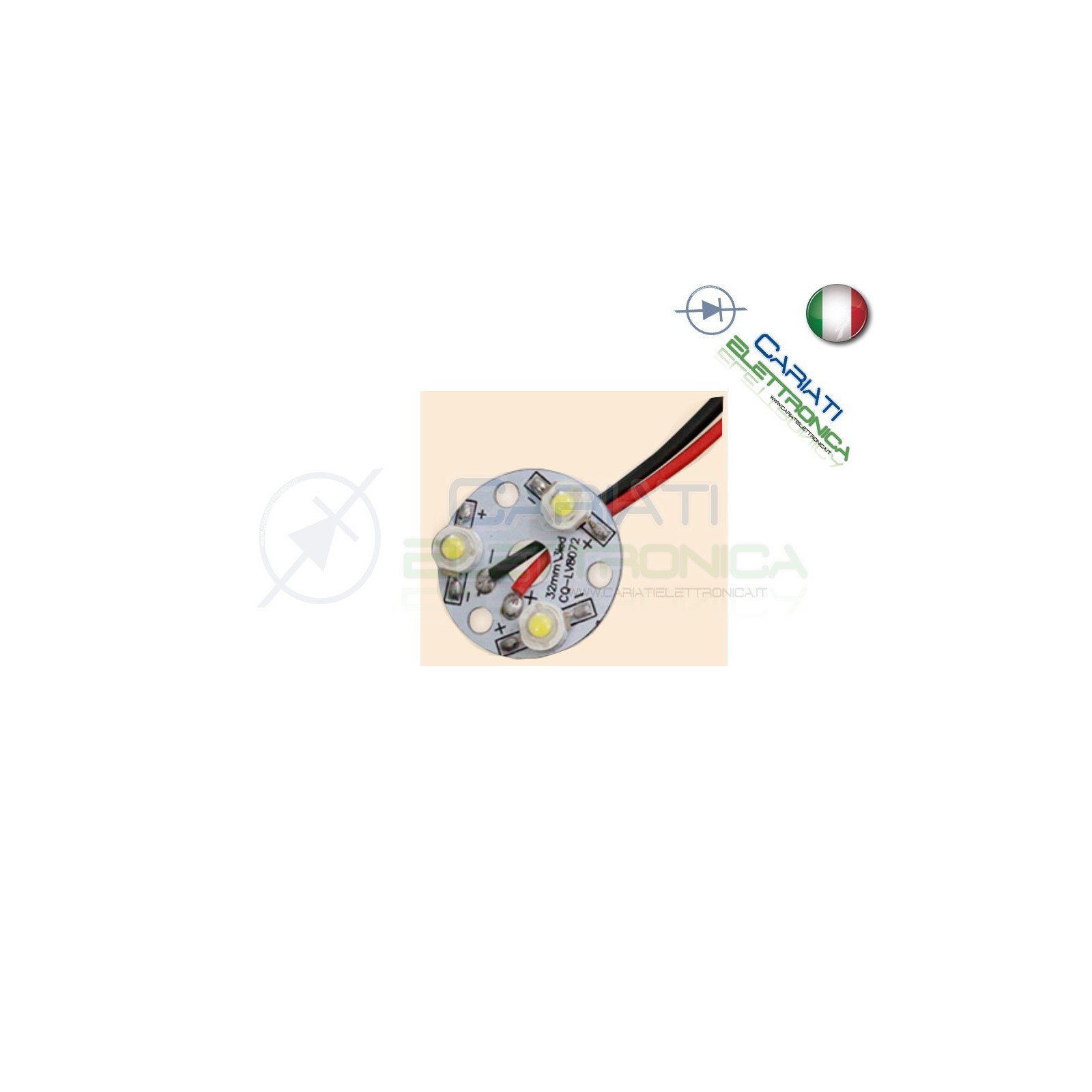 Basetta 3 led Power Bianco freddo 1W 3x1W con lente diametro 32mm