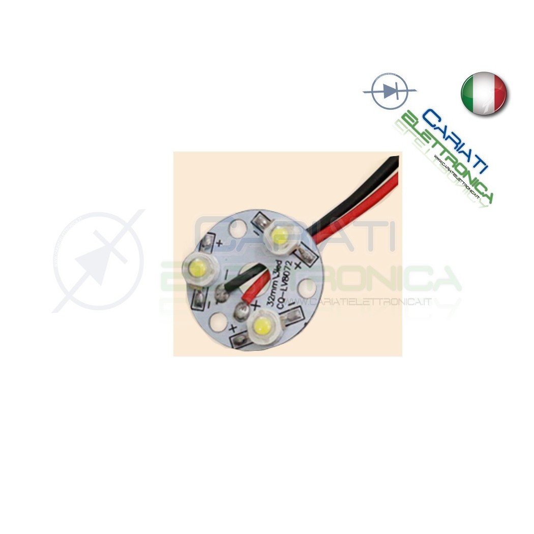 Basetta 3 led Power Bianco freddo 1W 3x1W con lente diametro 32mm