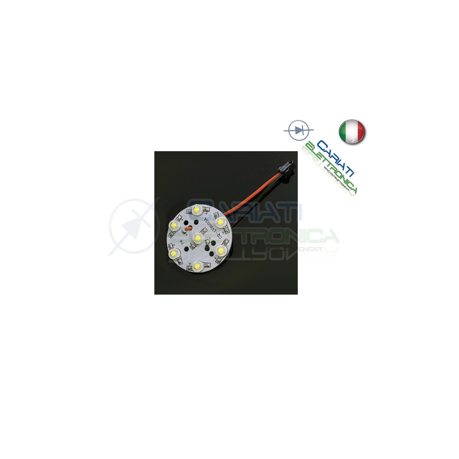 Basetta 7 led Power Bianco freddo 1W 7x1W con lente diametro 49mm