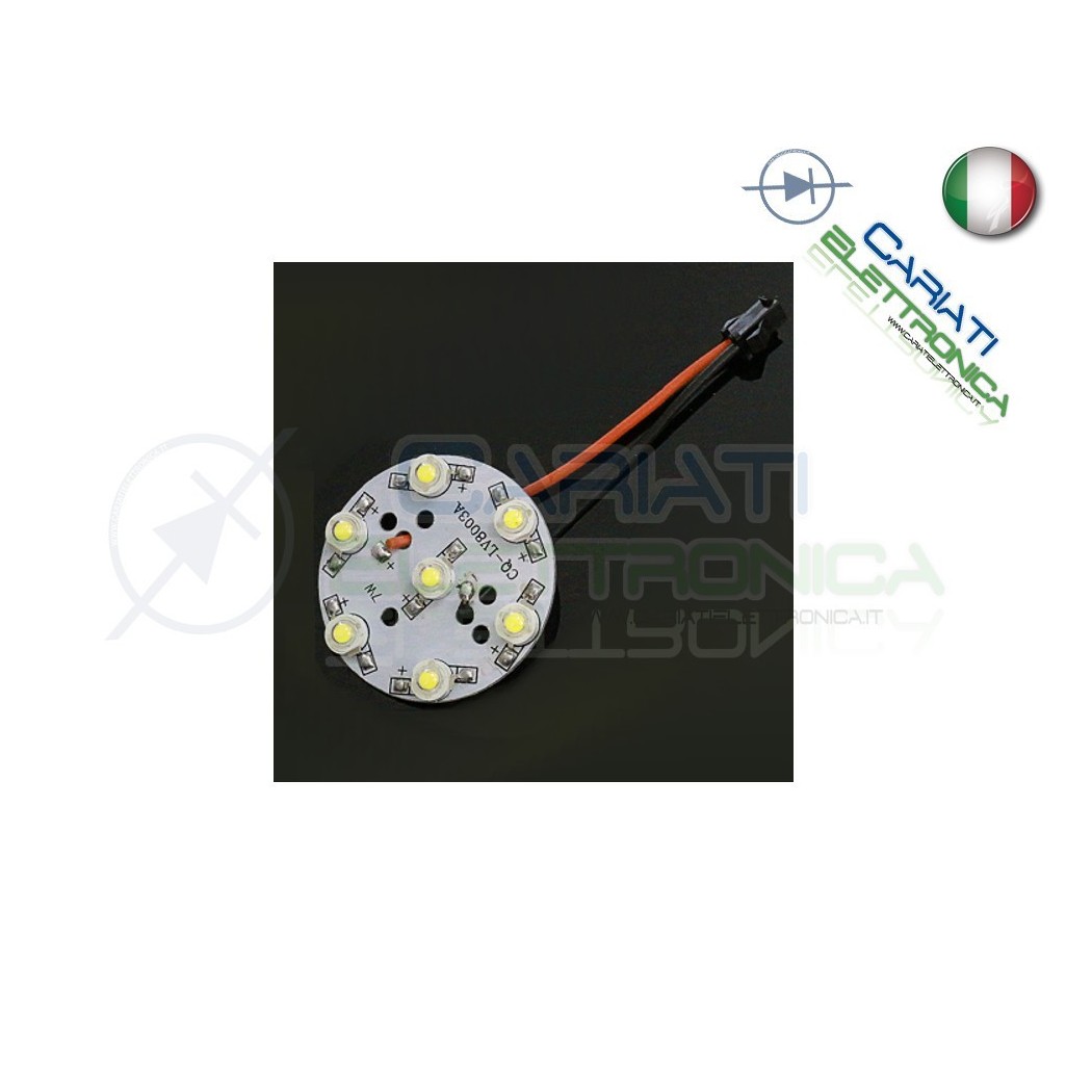 Basetta 7 led Power Bianco freddo 1W 7x1W con lente diametro 49mm