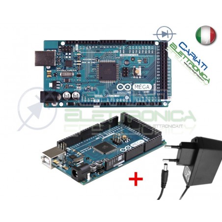 ARDUINO MEGA 2560 ORIGINALE ATmega2560 con ALIMENTATORE Arduino