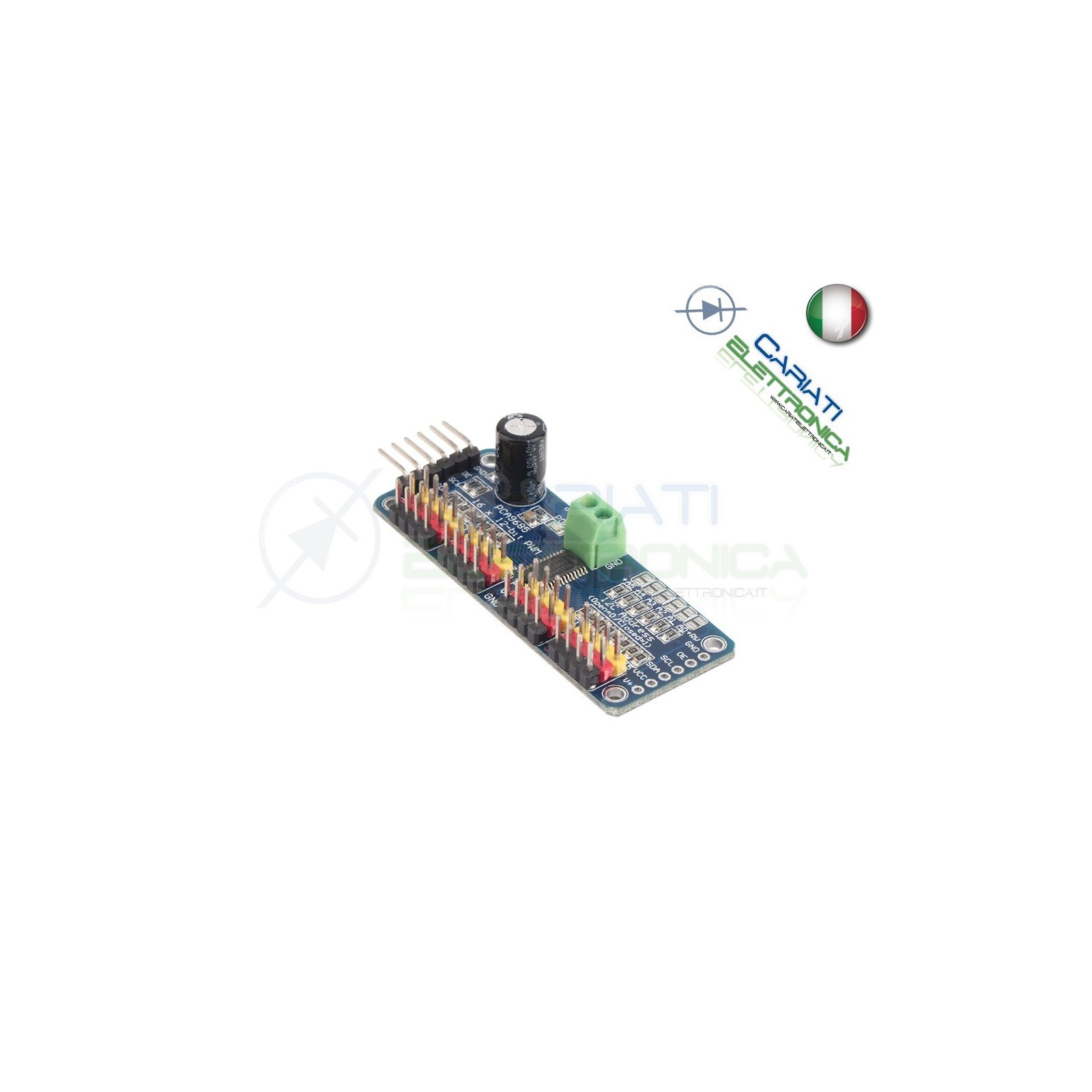 PWM Servo Drive shield Modulo I2C PCA9685 16 Canali 12-bit per Arduino