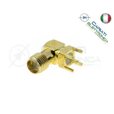 1 PEZZO Connettore Adattatore SMA femmina angolo 90° 50O THT per PCB teflon Generico