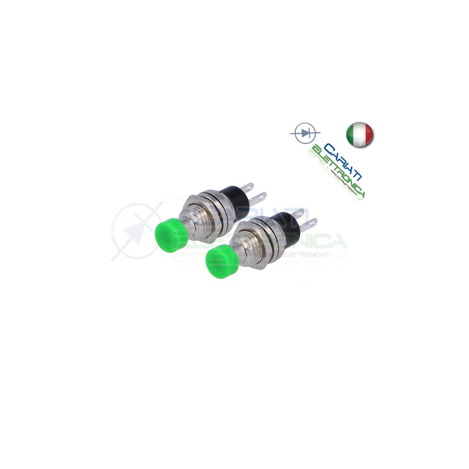 2 PEZZI PULSANTE NORMALMENTE CHIUSO 125V 1A VERDE