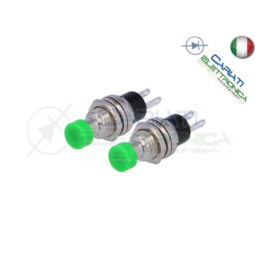 2 PEZZI PULSANTE NORMALMENTE CHIUSO 125V 1A VERDE
