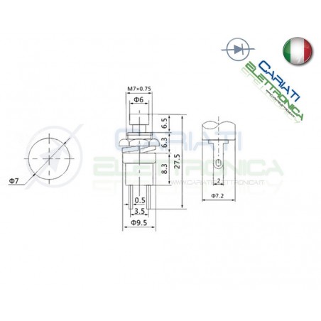 2 PEZZI PULSANTE NORMALMENTE CHIUSO 125V 1A NERO