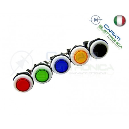 KIT PULSANTI ARCADE SPDT 250V 4A NERO ROSSO VERDE BLU GIALLO