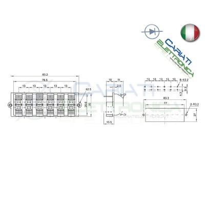 Morsettiera a Molla per Casse Audio Altoparlante Speaker 12 poli 83mm