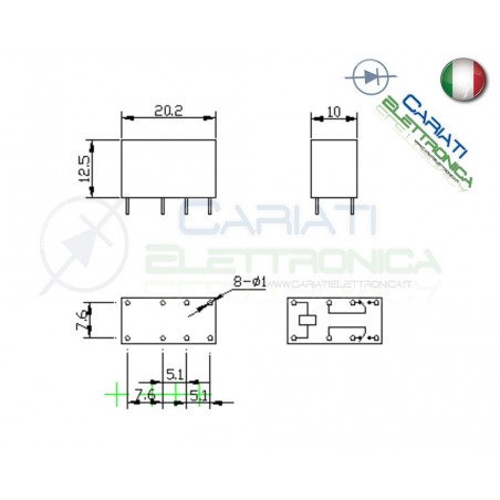 Relay Relè 24V DC SONGLE DPDT 1A 125VAC 1A 30VDC SRC-24VDC-SH Songle