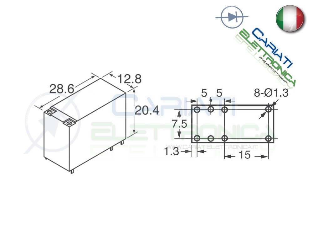 Relè Di Potenza NAIS JW2SN-DC48V – 5A 250VAC – 8 Pin – 48VDC – Prodotto In Thailandia