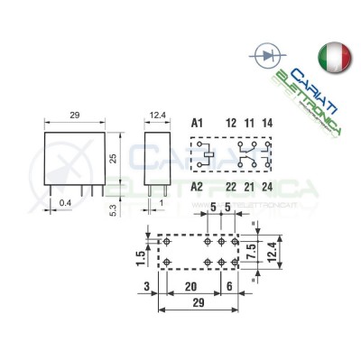 Relay 40.52.9.024.0000 Voltage Coil 24V DPDT 8A 250Vac 30VdcFinder