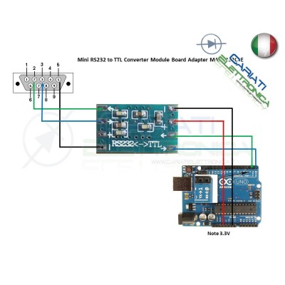 Convertitore MINI RS232 TTL MAX3232 shield arduino pic RS 232 Generico