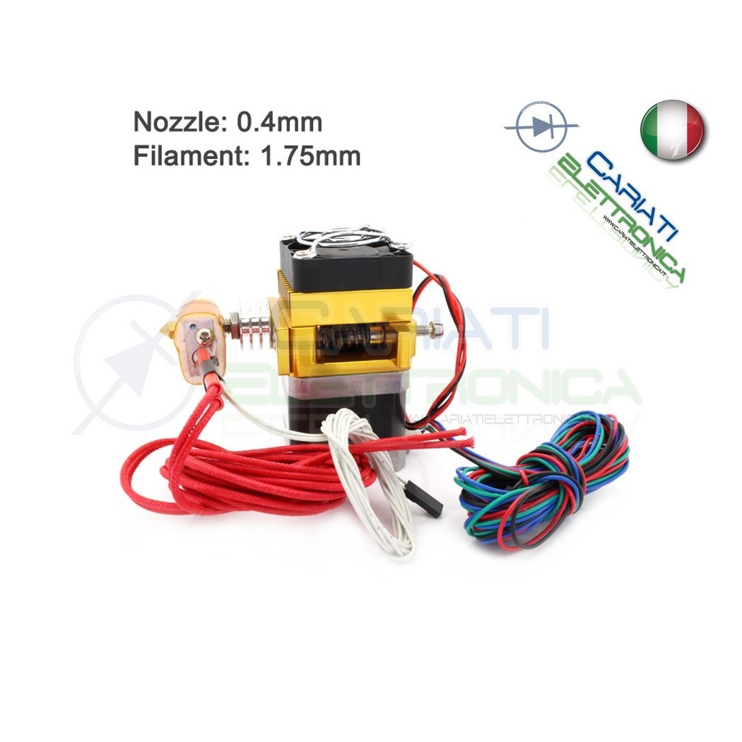 MK8 estrusore 0.4mm Nozzle for Reprap 3D Printer per stampante 3D RAMPS Generico