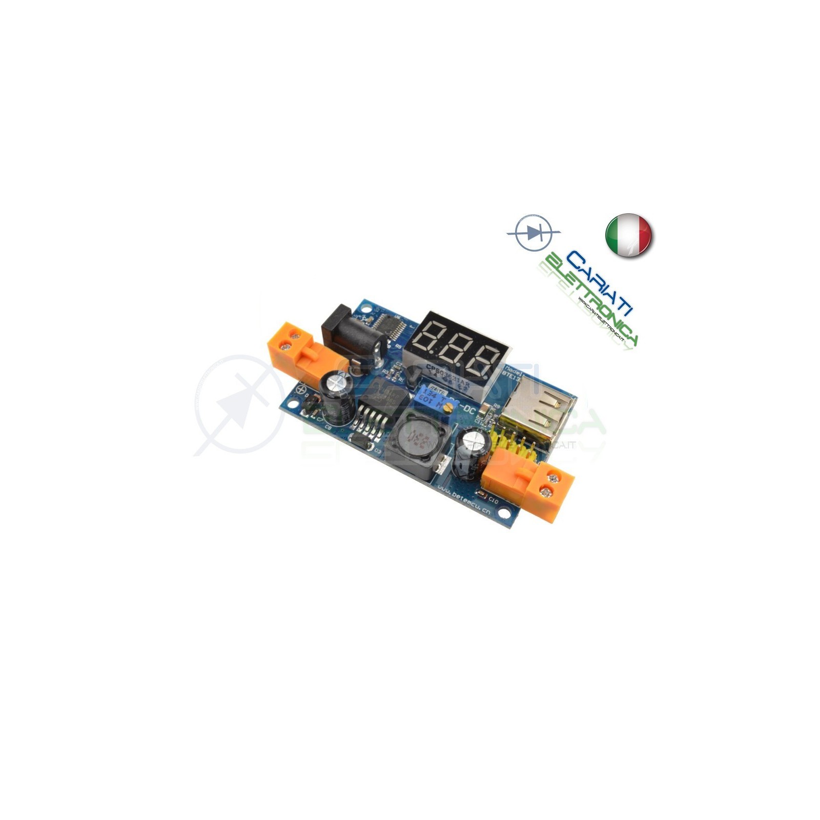 Regolatore Step-Down LM2596 con display USB jack 2.54mm DC-DC 5/40 1.25/37 Vdc Generico