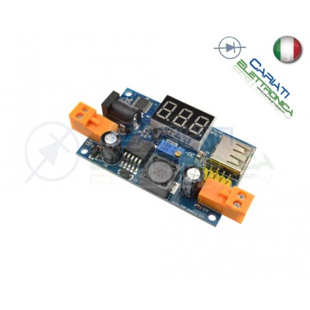 Regolatore Step-Down LM2596 con display USB jack 2.54mm DC-DC 5/40 1.25/37 Vdc Generico