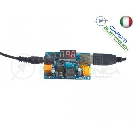 Regolatore Step-Down LM2596 con display USB jack 2.54mm DC-DC 5/40 1.25/37 Vdc Generico