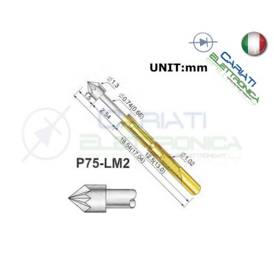 5 PEZZI Sonda test a molla PCB IC P75-LM2 di diametro 1.02 mm Spring Probe PinGenerico
