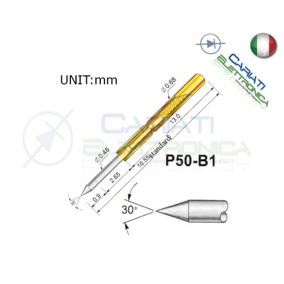 5 PEZZI Sonda test a molla PCB IC P50-B1 di diametro 0.68 mm Spring Probe PinGenerico