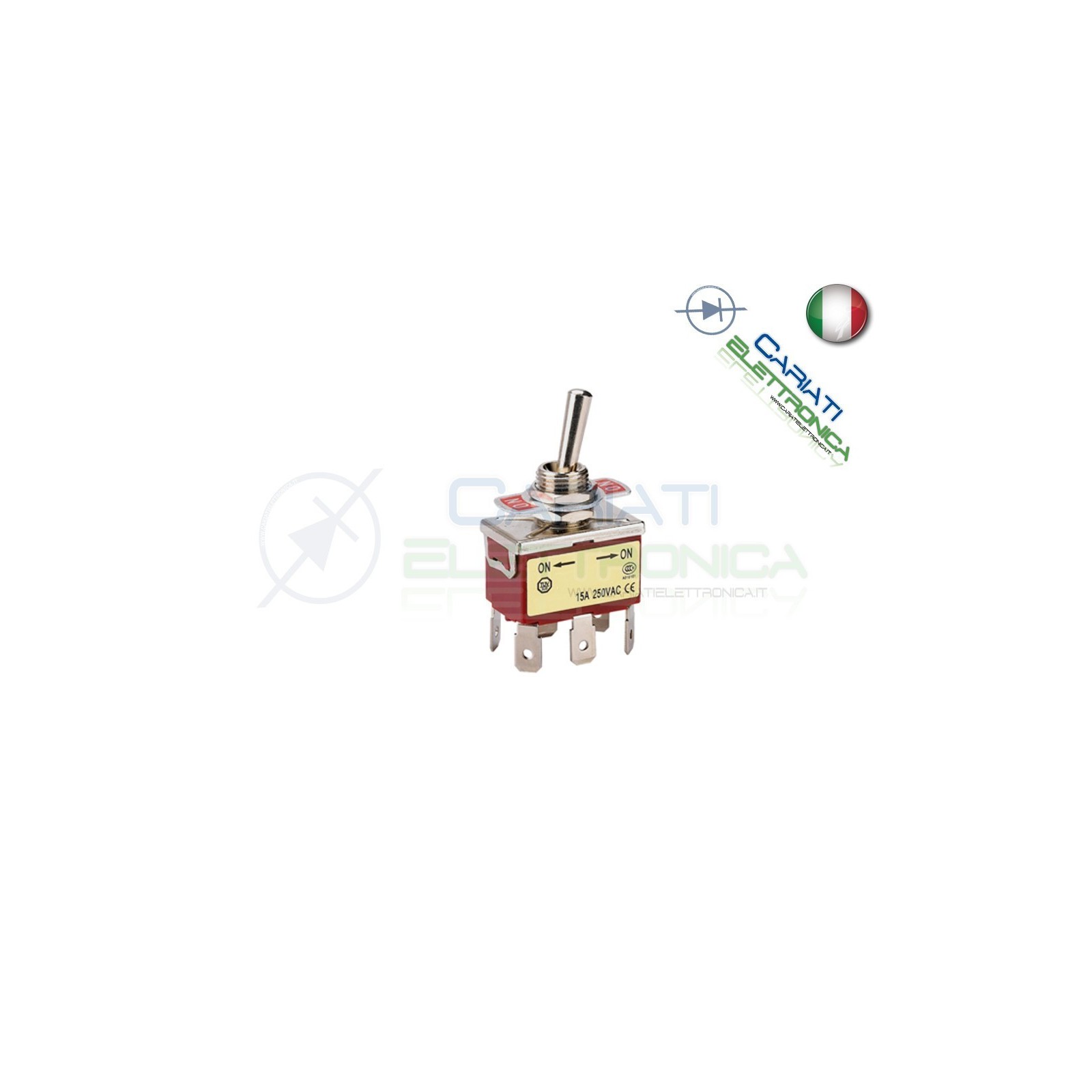 Interruttore Deviatore a Leva DPDT ON ON 15A 250V 6 Pin