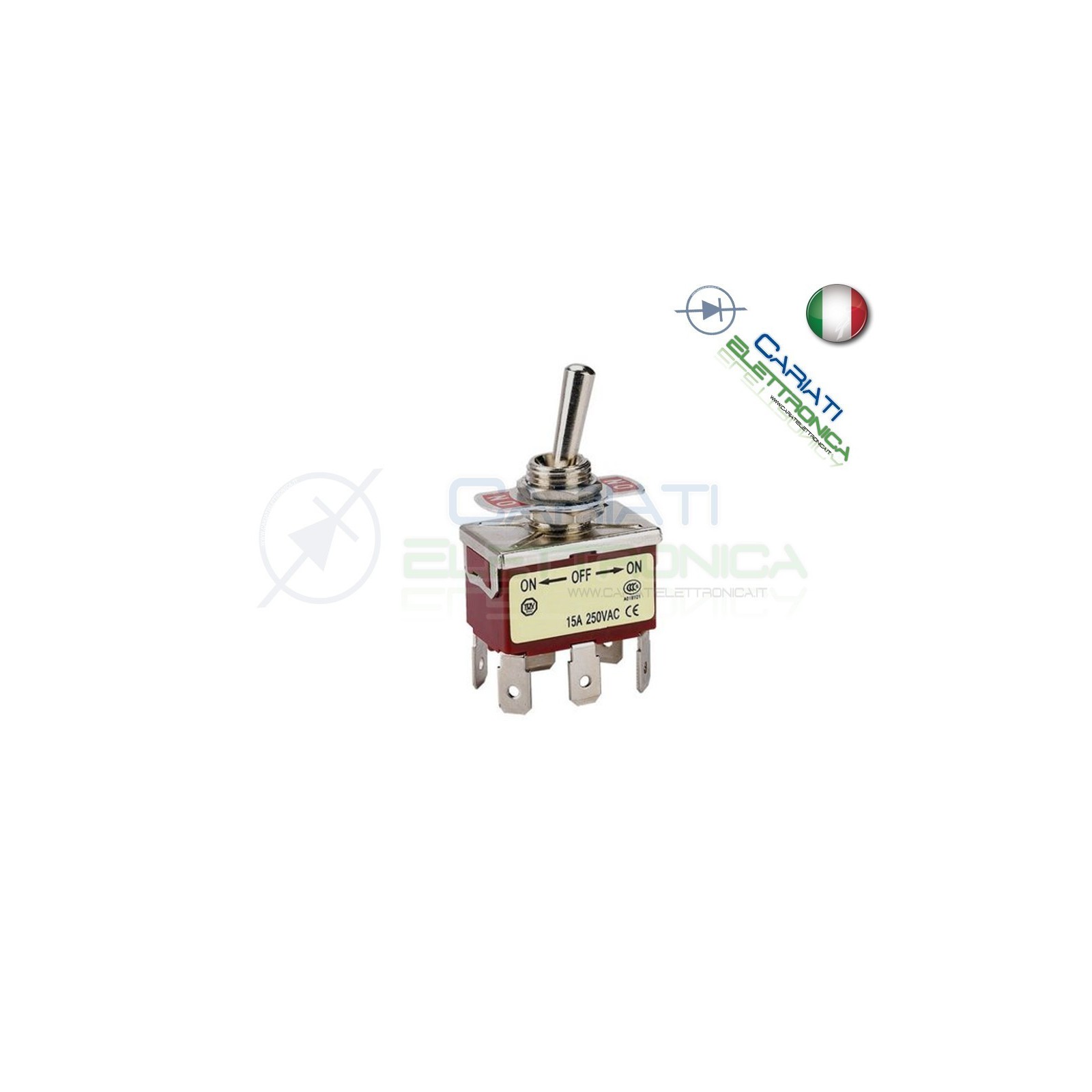 Interruttore Deviatore a Leva DPDT ON OFF ON 15A 250V 6 Pin